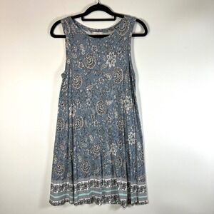 LOFT Outlet Womens Blue Floral Sleeveless ALine Dress Size S Cottagecore casual